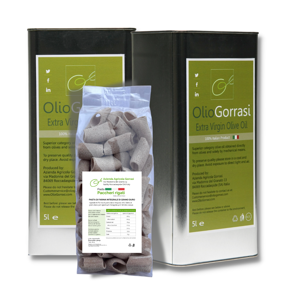 Extra Virgin Olive Oil &amp; Pasta - 10 liters - (2  5L cans) - 500gr pasta