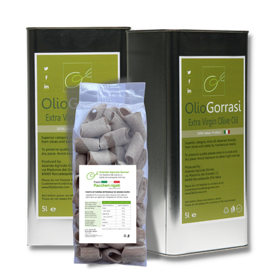 Extra Virgin Olive Oil &amp; Pasta - 10 liters - (2  5L cans) - 500gr pasta