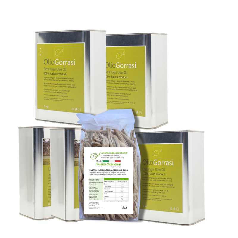 Extra Virgin Olive Oil &amp; Pasta - 10 liters - (5 2L cans) - 500gr pasta