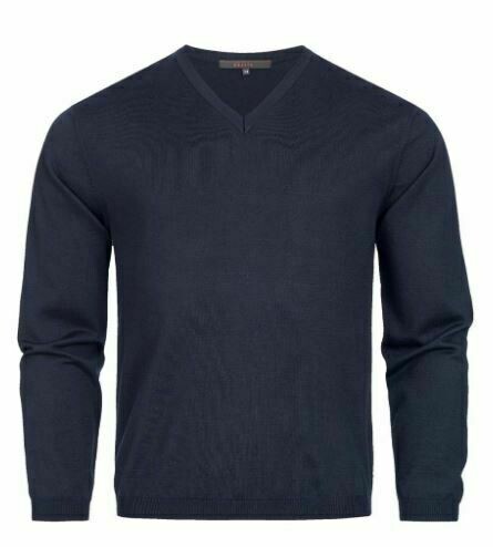 Trui met v-hals gebreid marineblauw