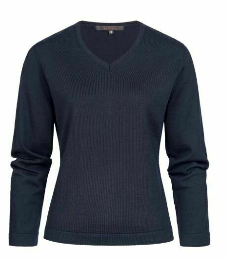 Trui met v-hals gebreid marineblauw