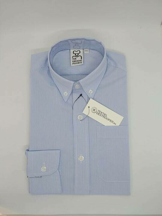 Jongenshemd wit/blauw gestreept met lange mouwen