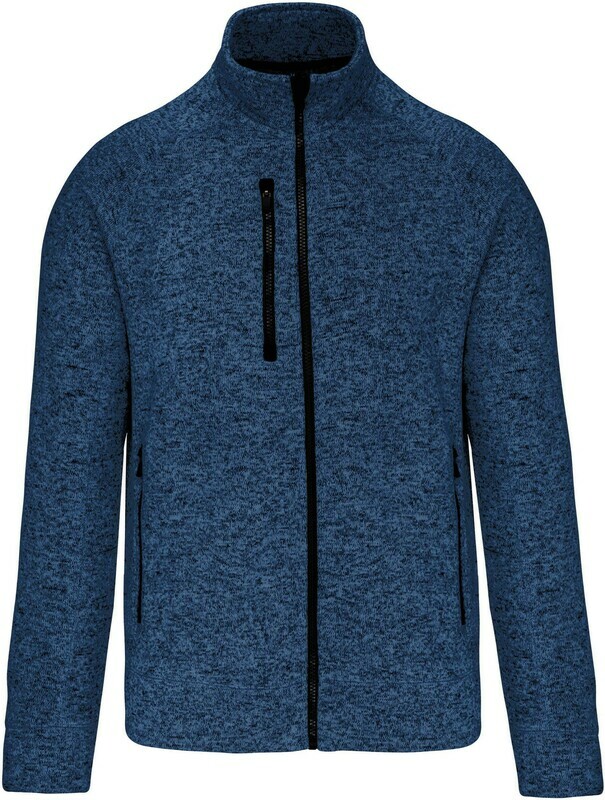 Winterpull jongens navy melange met rits met logo HK