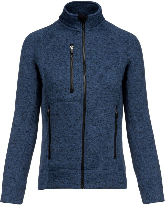 Winterpull meisjes navy melange met rits met logo HK