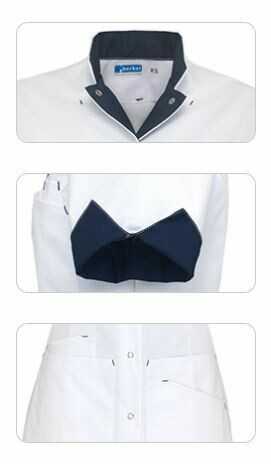 Jas voor stage M. wit/blauw met schoollogo en naam van leerling