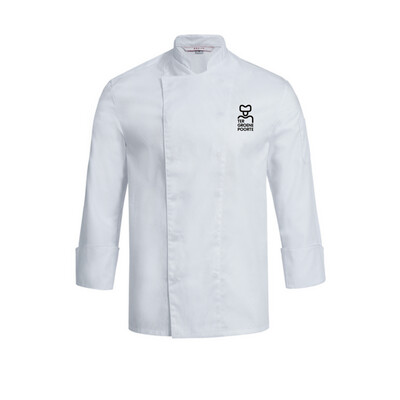Bakkers/slagers/keuken-jas wit met logo van de school