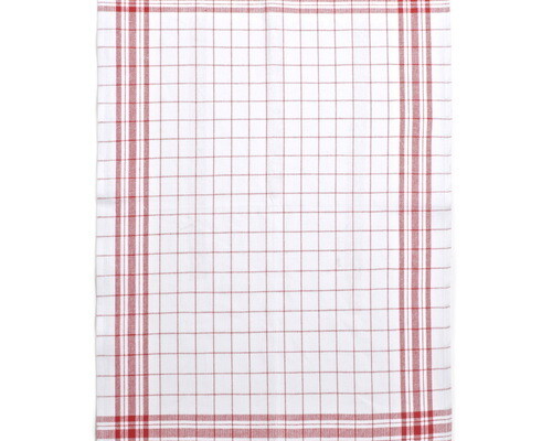 Zaalhanddoek vlaslinnen wit/rood geruit
