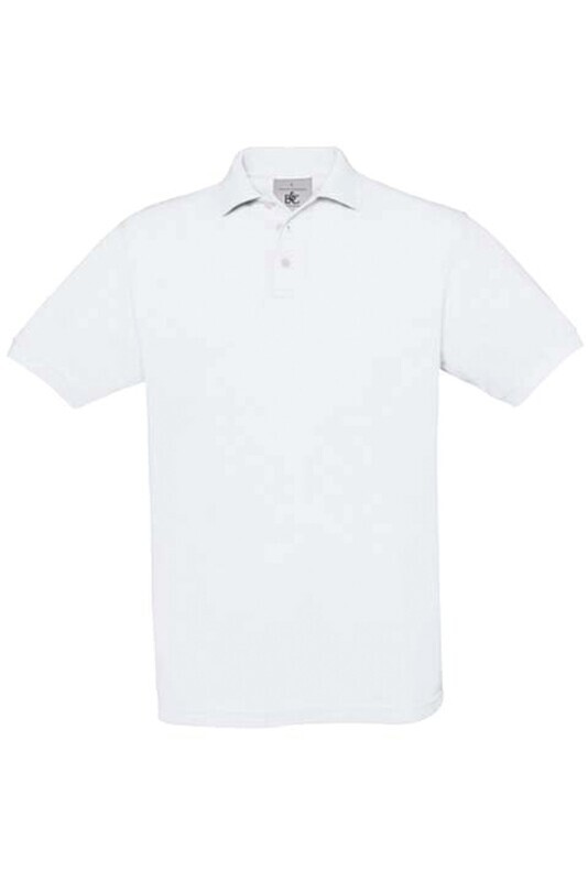 Witte polo met korte mouwen en schoollogo op linker mouw