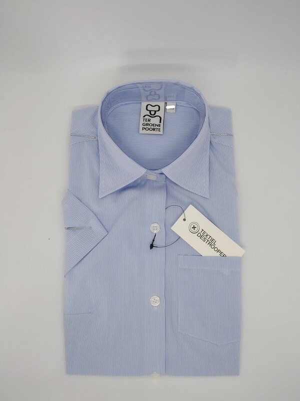 Meisjes bloes wit-blauw gestreept met korte mouwen