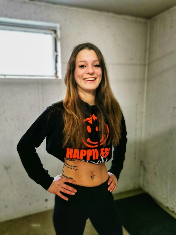 28. HAPPINESS REBEL
- Girlie Cross Back Hoodie