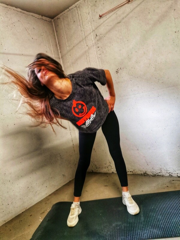 36. Girl - Acid Washed Cropped Tee - 
      HAPPINESS REBEL