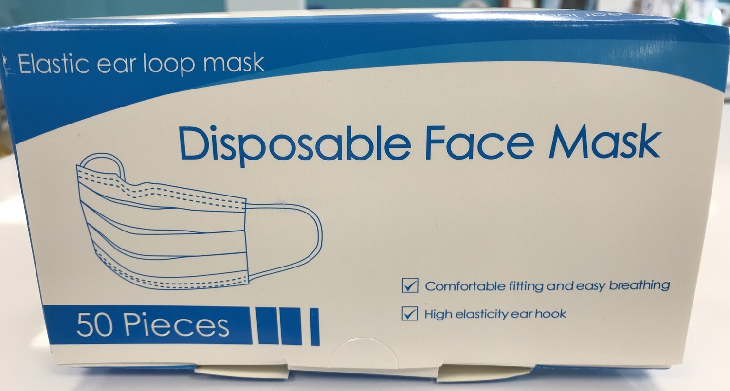 3 Ply Disposable Face Masks 50 masks 3 Ply Disposable Face Masks 50 masks
