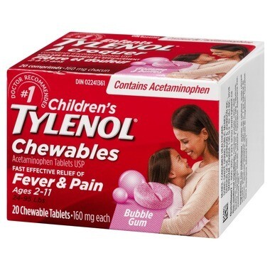 Tylenol Children's Chewable Bubble Gum 160mg 20