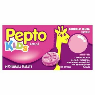 Pepto Kids Chewable Tablets Bubble Gum x24