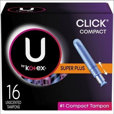 U by Kotex Click Compact Tampons Super Absorbency Unscented 16