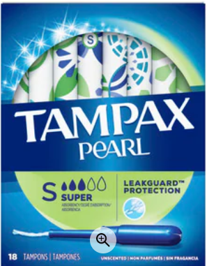 Tampax Pearl Tampons Super Absorbency with LeakGuard Braid, Unscented x18 |  Shoponline | Fergus Pharmacy