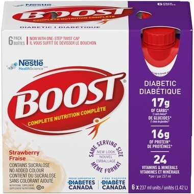 BOOST® Diabetic Strawberry Meal Replacement Drink 6x237ML