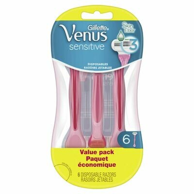 Gillette Venus Sensitive Women's Disposable Razors x6