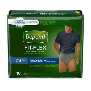 Depend FIT-FLEX Incontinence Underwear for Men Maximum Absorbency S/M COUNT 19