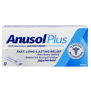 Anusol Plus Hemorrhoidal Suppositories x12 Anusol Plus Hemorrhoidal Suppositories x12