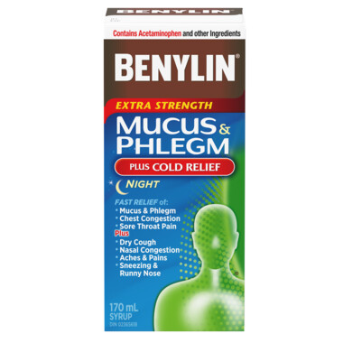 Benylin Extra Strength Mucus & Phlegm Plus Cold Relief Night Syrup 170ML