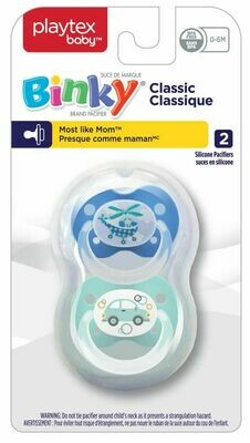 Playtex Baby Binky Classic Pacifiers 6Month+,Pack of 2