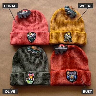 Patch Waffle Beanie - Choose From Designs