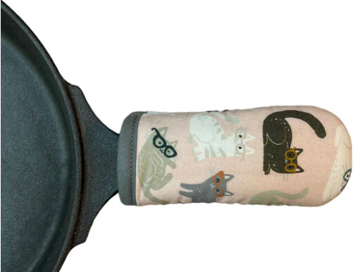 Oven Mitt - Cast Iron Handle - Cats In Glasses