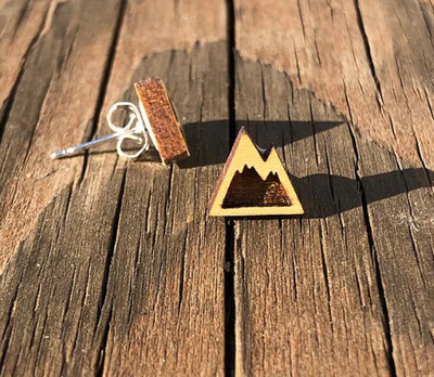 Earrings - Studs - Wood Mountains