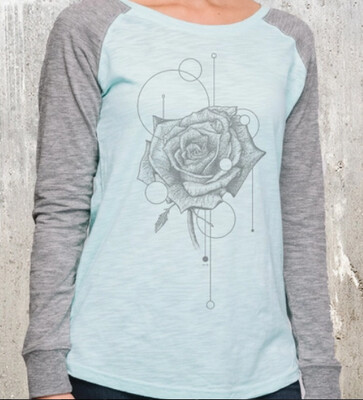 Shirt - Longsleeve - Ladies - Grey/Teal W Rose