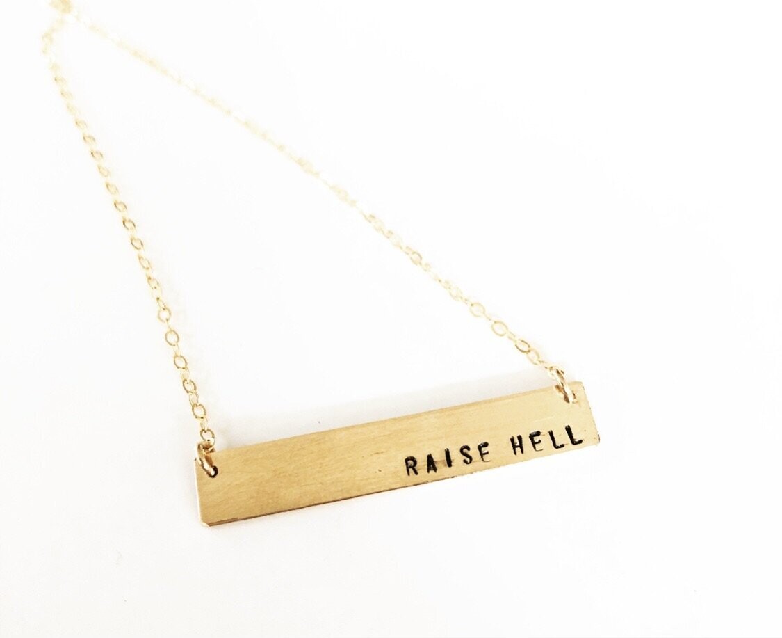 Stamped Bar Necklace - Raise Hell