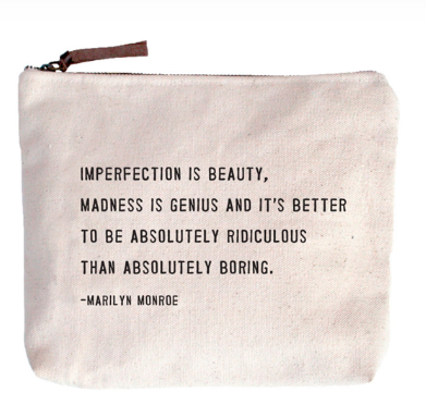 Zipper Canvas Pouch - Marilyn Monroe Quote