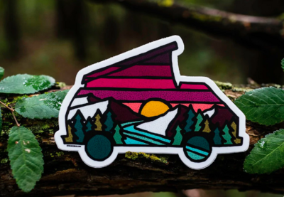 Die Cut Vinyl Sticker - Pop Up Camper Van
