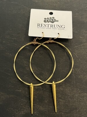Earrings - Guitar String -  Hoop Lg Gold