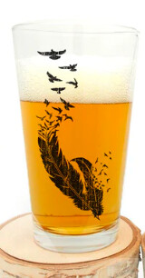 Glassware - Pint birds &amp; feather