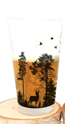 Pint Glass with Forest Animals