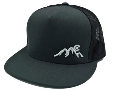 Hat - Embroidered Mountains - Grey/w White