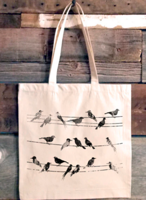 Tote Bag - Bird And Powerlines