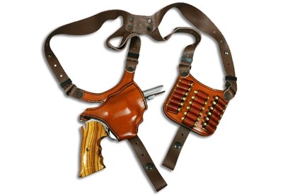 Double Action Leather Shoulder Holster w/ Bullet Plate