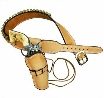 Hollywood Western Single Holster w/Double White Stitch and Natural Oil Finish