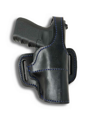 Official Thin Blue Line Semi-Automatic Medium Ride OWB Leather Holster w/Thumb Break