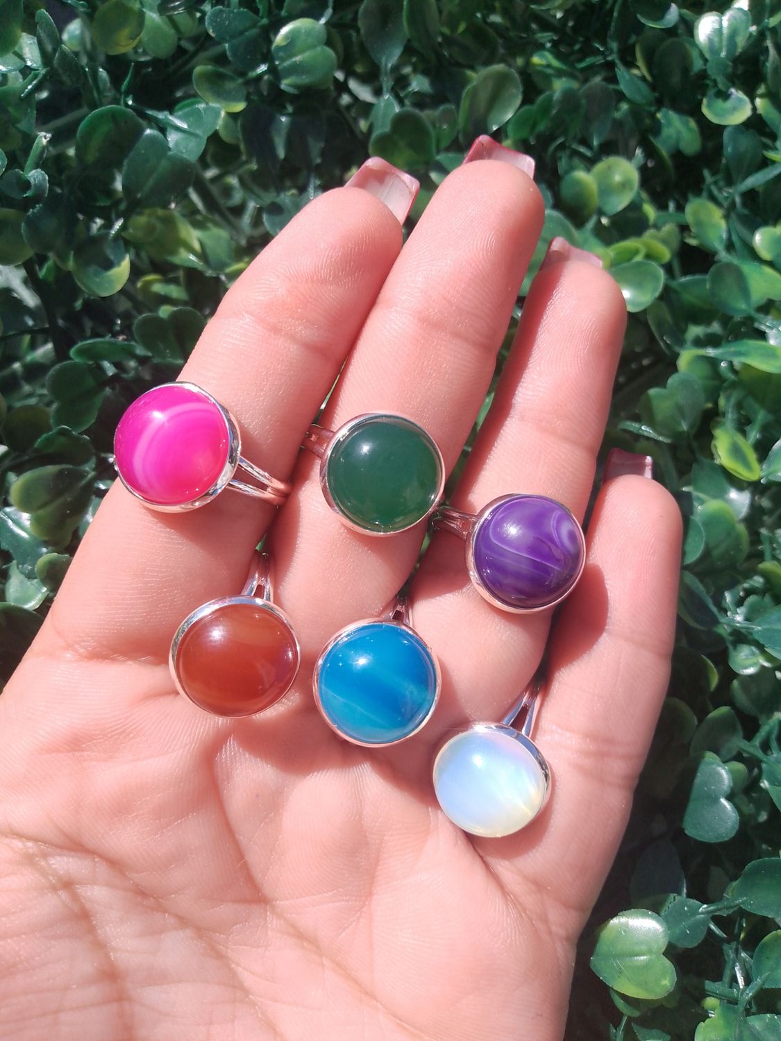 Anillos con baño de plata redondos