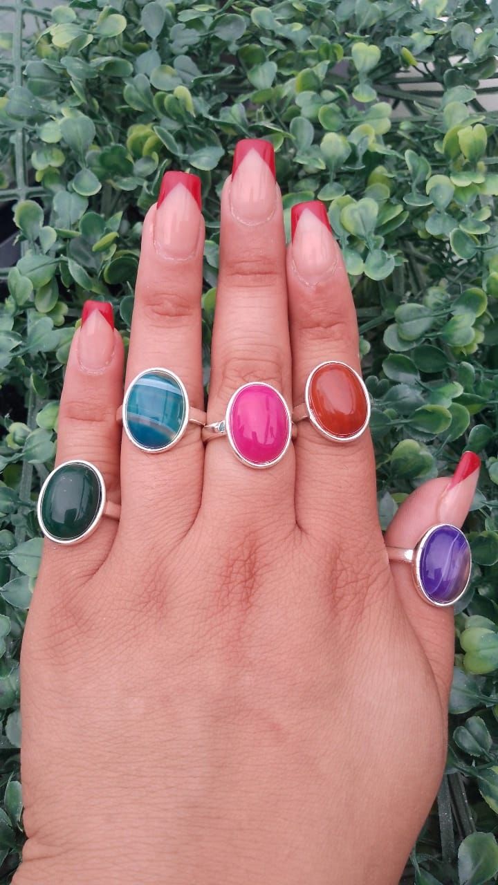 anillos con baño de plata oval