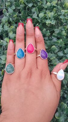 anillos con baño de plata gota