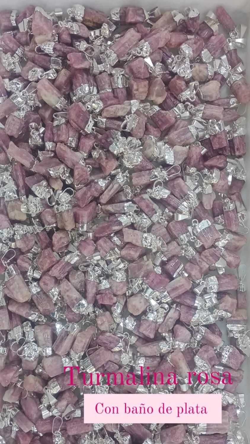 Turmalina rosa con baño de plata