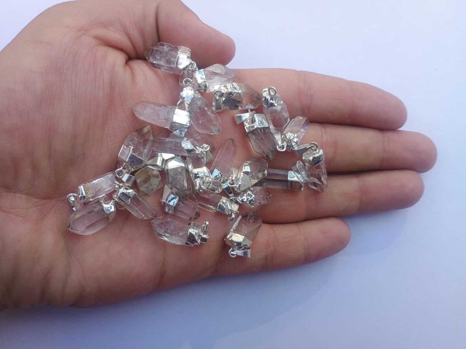 puntas cuarzo cristal con baño de plata