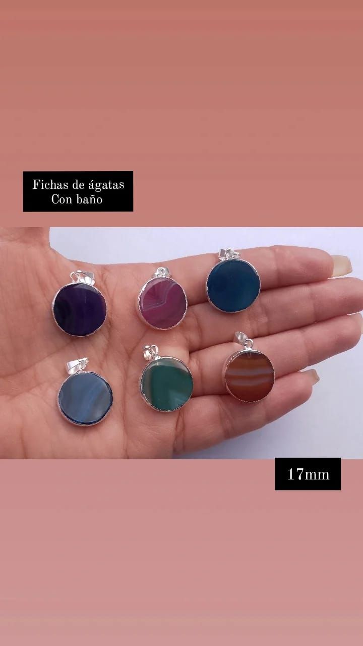 Fichas ágatas con baño 17mm
