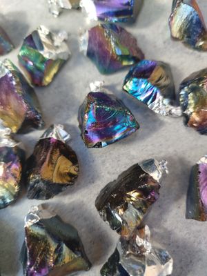 Rústicos con baño de plata cuarzo aura arcoiris