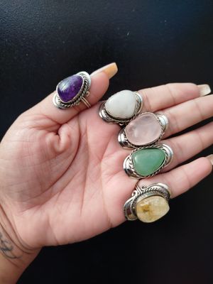 Anillos alpaca con piedra rolada