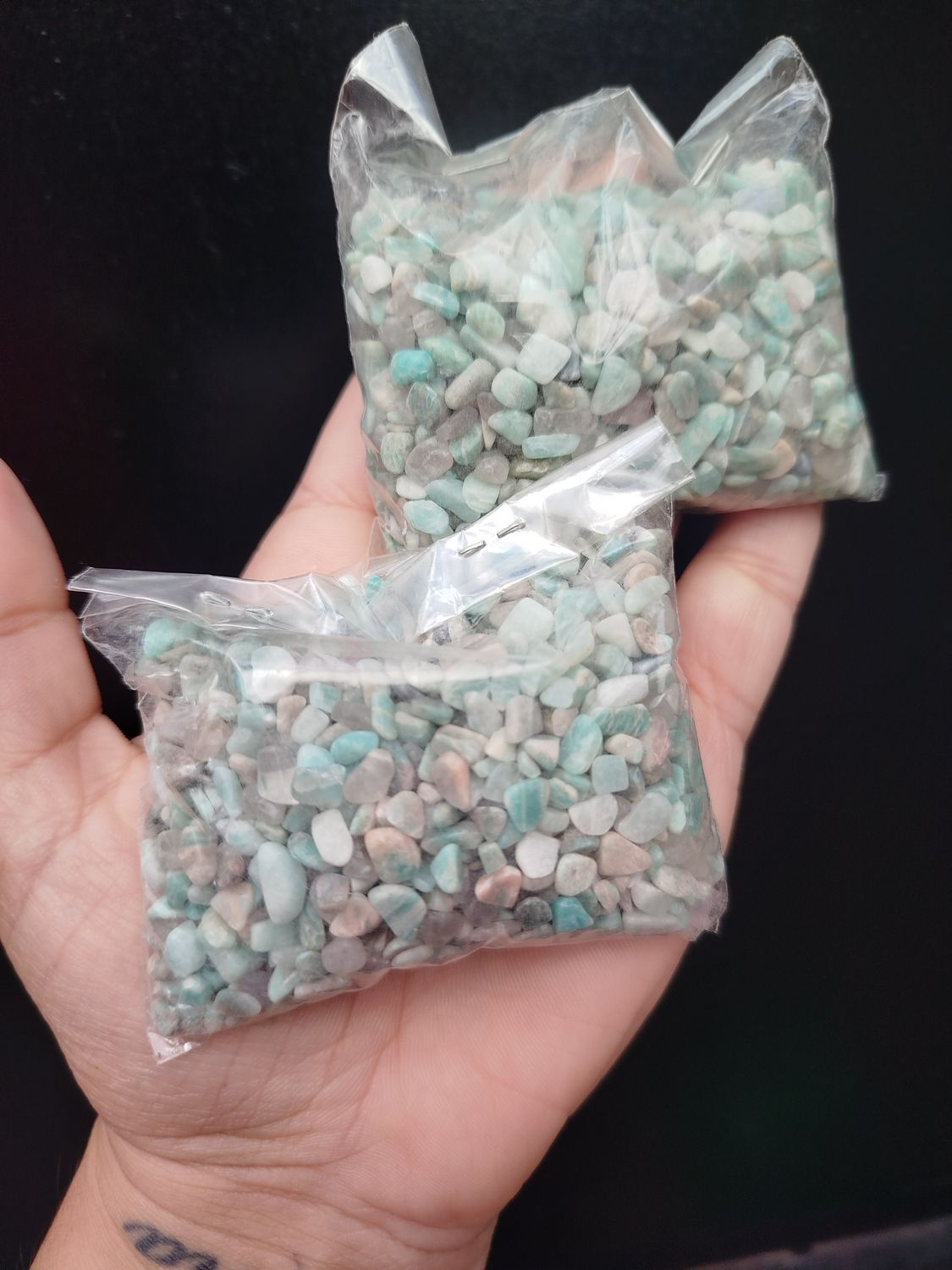 picadillo de amazonita sin perforación por 100grs